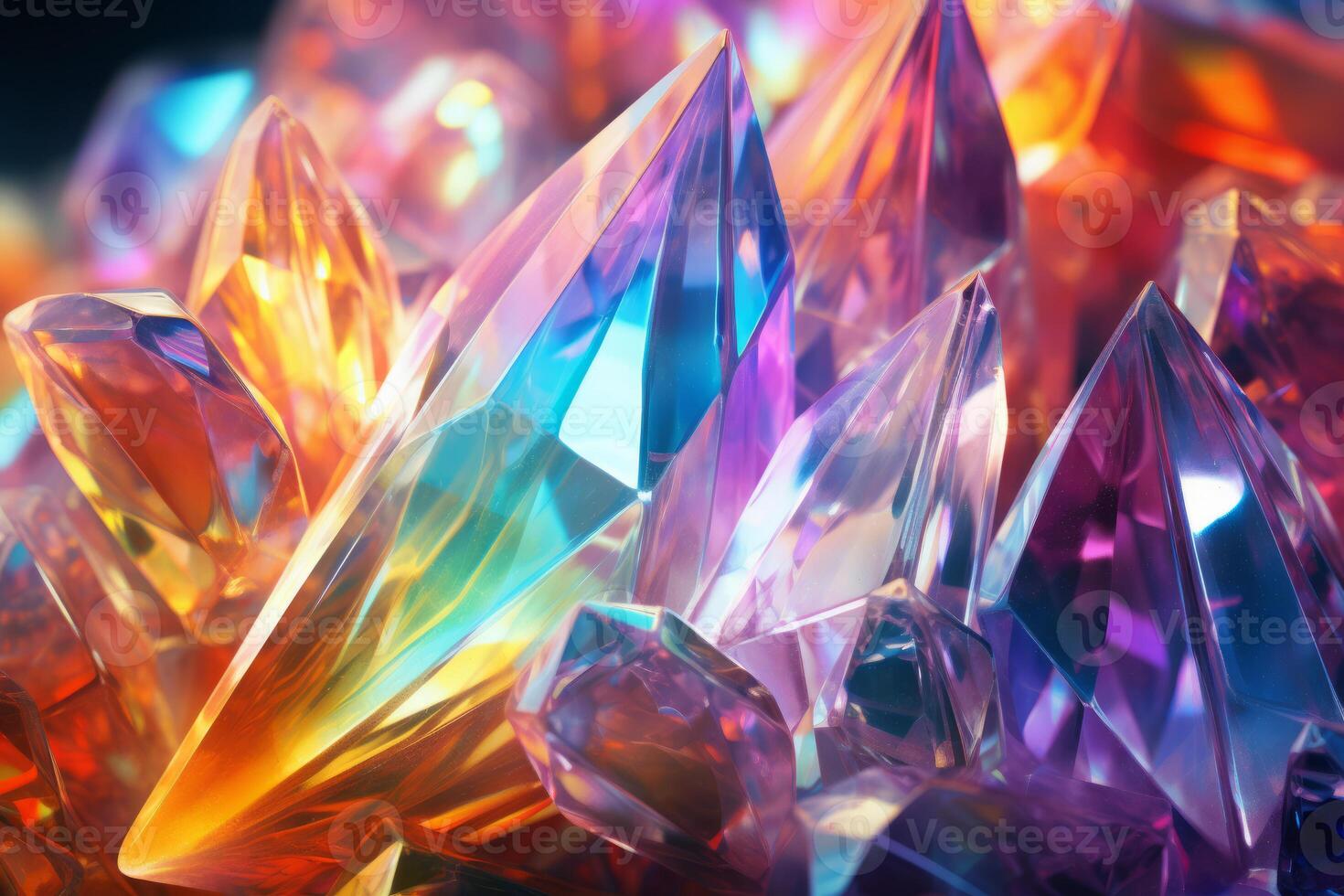 Abstract background of multicolored crystals with refraction of light photo