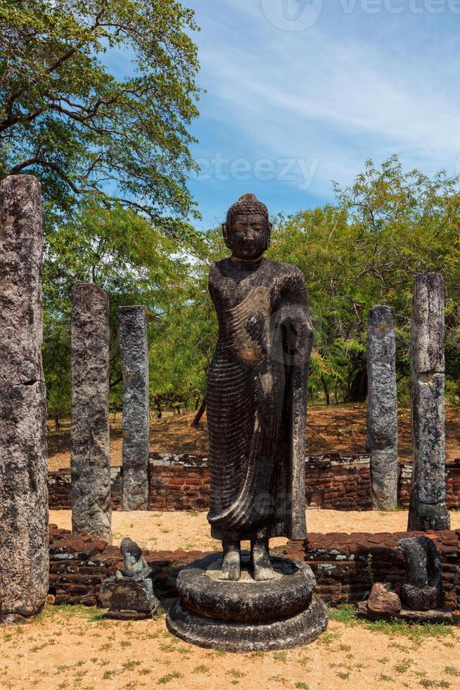 Stainding Buddha statue in ancient ruins. Polonnaruwa, Sri Lanka photo