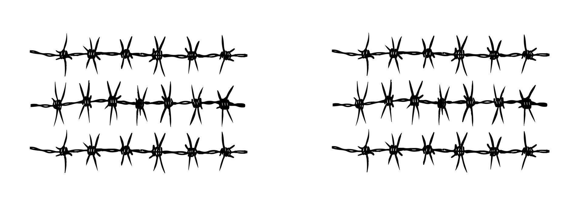 Barbed Wire Illustration. Hand drawn illustration in sketch style Design element for military, security, prison, slavery, fence, border, and industrial themed concepts. vector