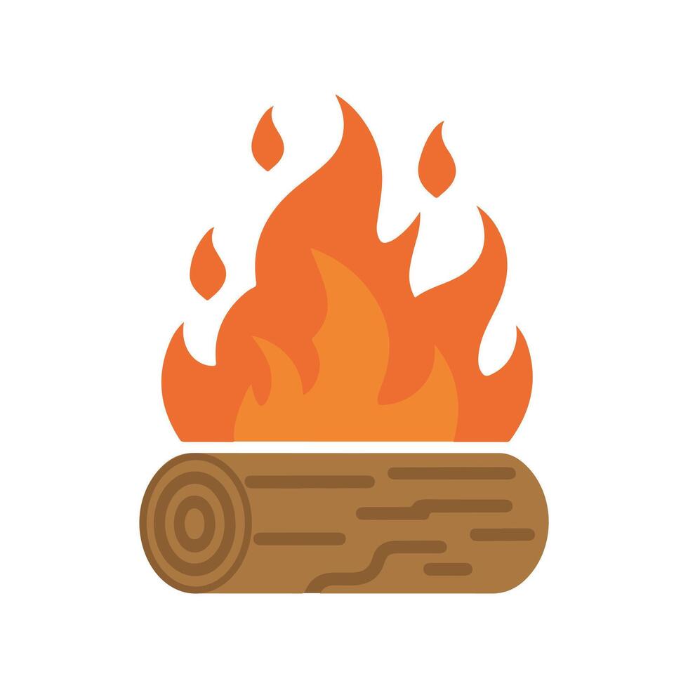 Campfire icon. Campfire with wood blaze flame glowing heat for camping flammable fireplace isometric . vector