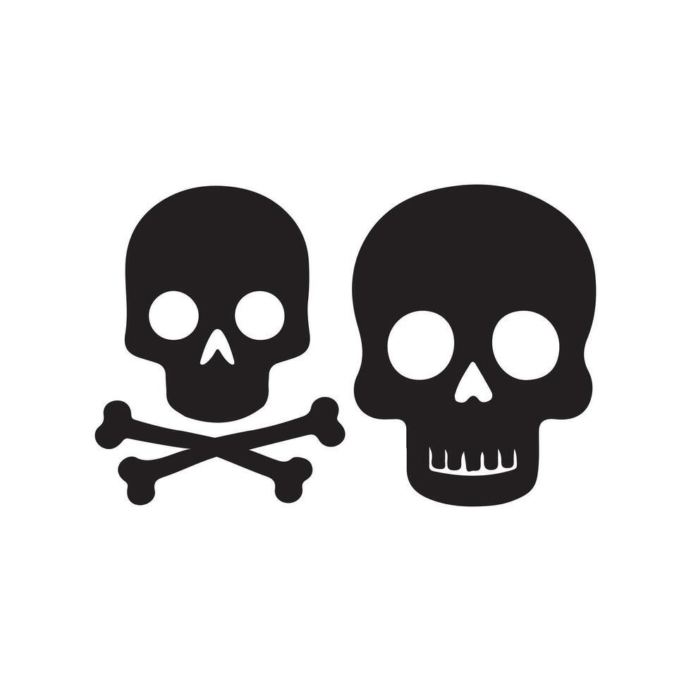 Skull and bones set. Pirate flag attribute. Isolated illustration on white background. vector