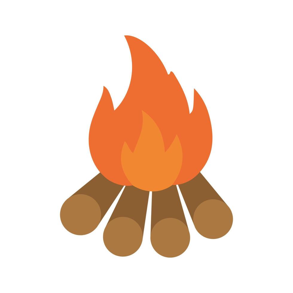 Campfire icon. Campfire with wood blaze flame glowing heat for camping flammable fireplace isometric . vector