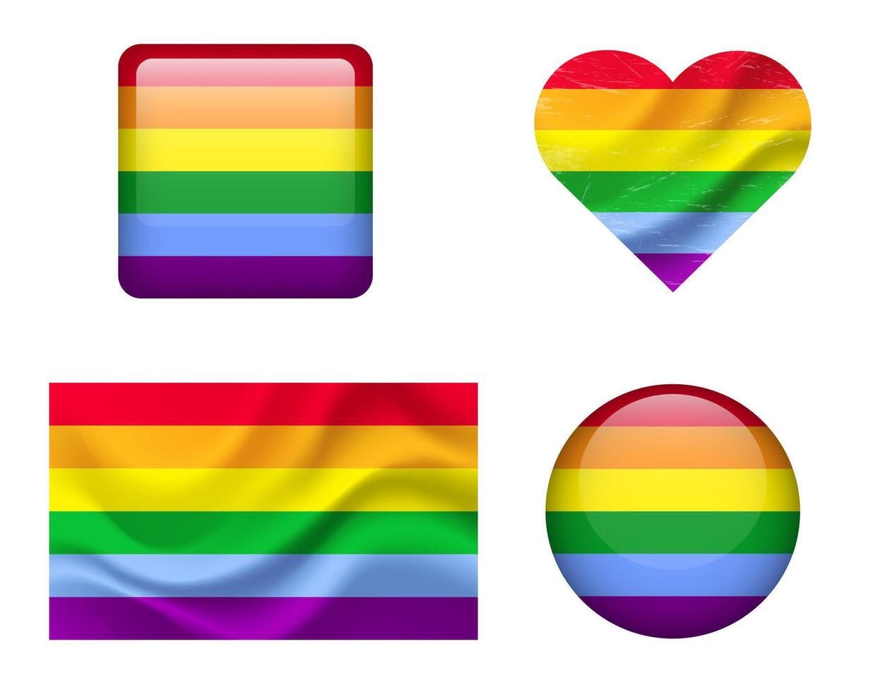 Lgbt flag set of icons. rainbow flag of lgbt, symbol. Set of different flags that represent gay pride. vector