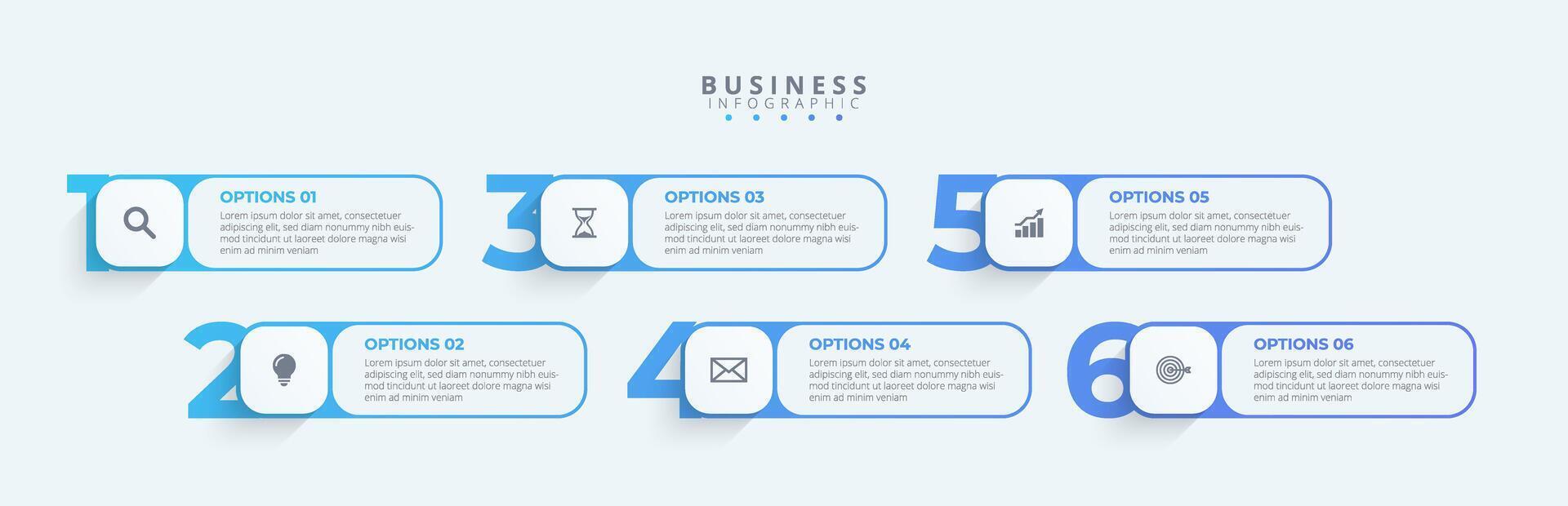 Infographic thin line design with icons and 6 options or steps. Infographics for business concept. Can be used for presentations banner, workflow layout, process diagram, flow chart, info graph vector