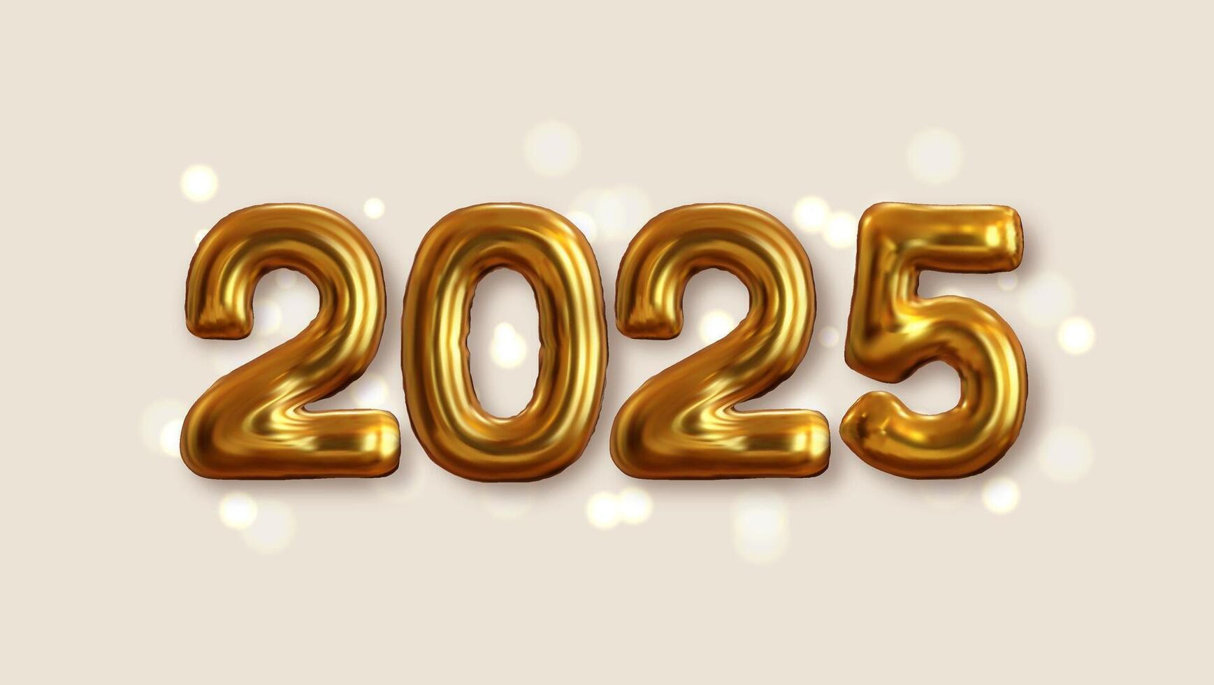 Happy New Year 2025. Realistic 3D rendering of the figures. This is the perfect celebratory sign for your 2025 celebrations. vector