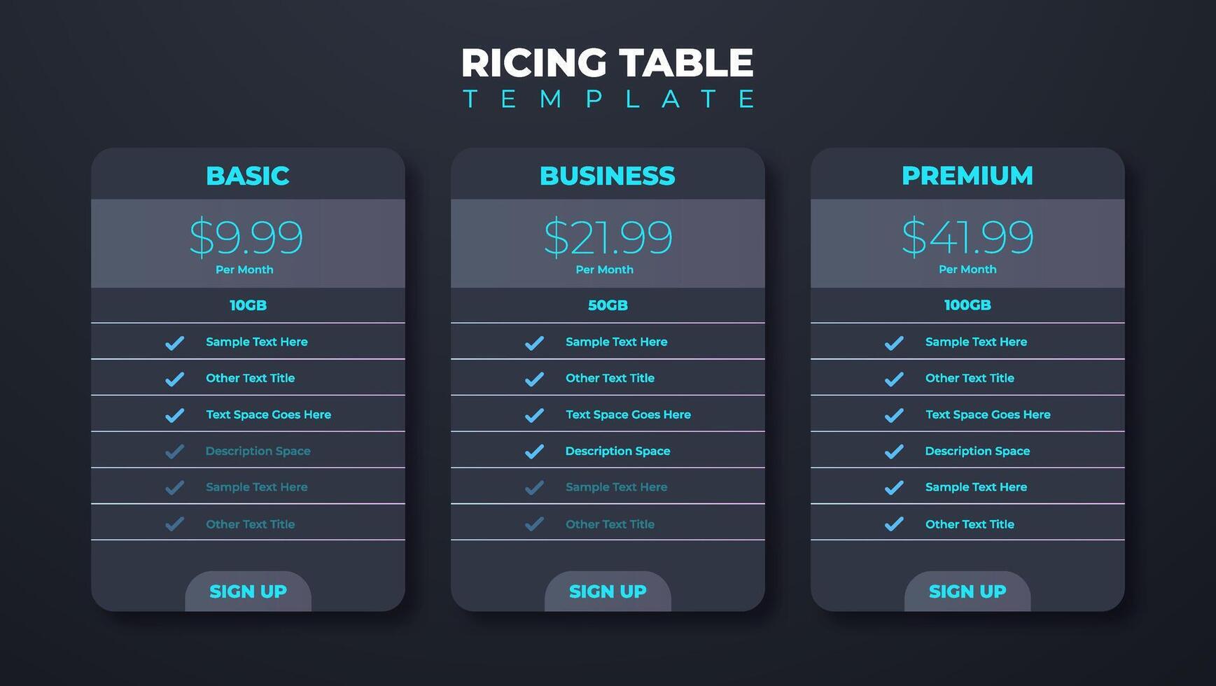 Business price chart template, Web banner checklist template design. Design a price list comparison table. vector