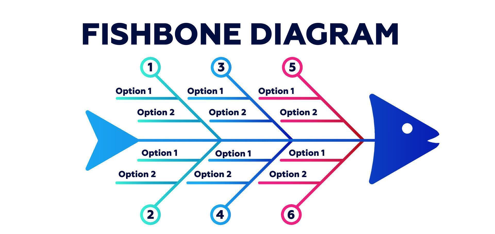 Fishbone strategy diagram. Marketing presentation and business management design vector