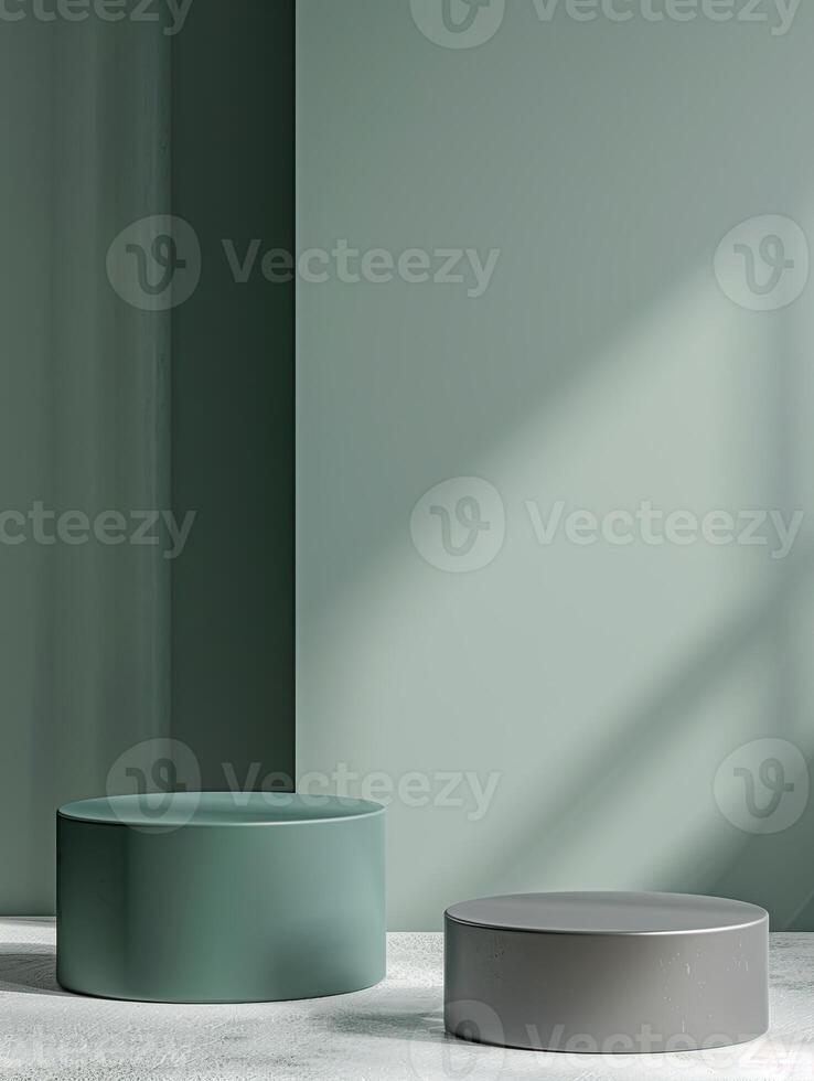 3D podium. Abstract minimal scene with geometrical forms. Design for product presentation. photo