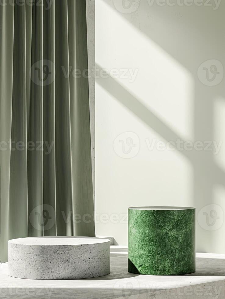 3D podium. Abstract minimal scene with geometrical forms. Design for product presentation. photo