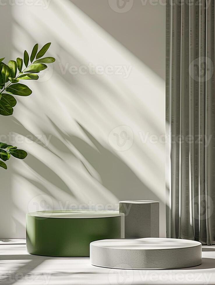 3D podium. Abstract minimal scene with geometrical forms. Design for product presentation. photo