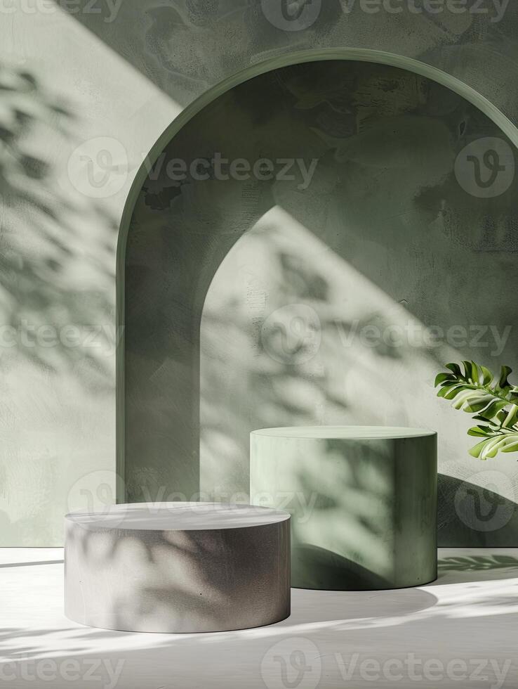 3D podium. Abstract minimal scene with geometrical forms. Design for product presentation. photo