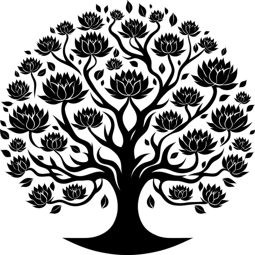 tree silhouette illustration on the white background, isolated tree silhouette logo design element vector