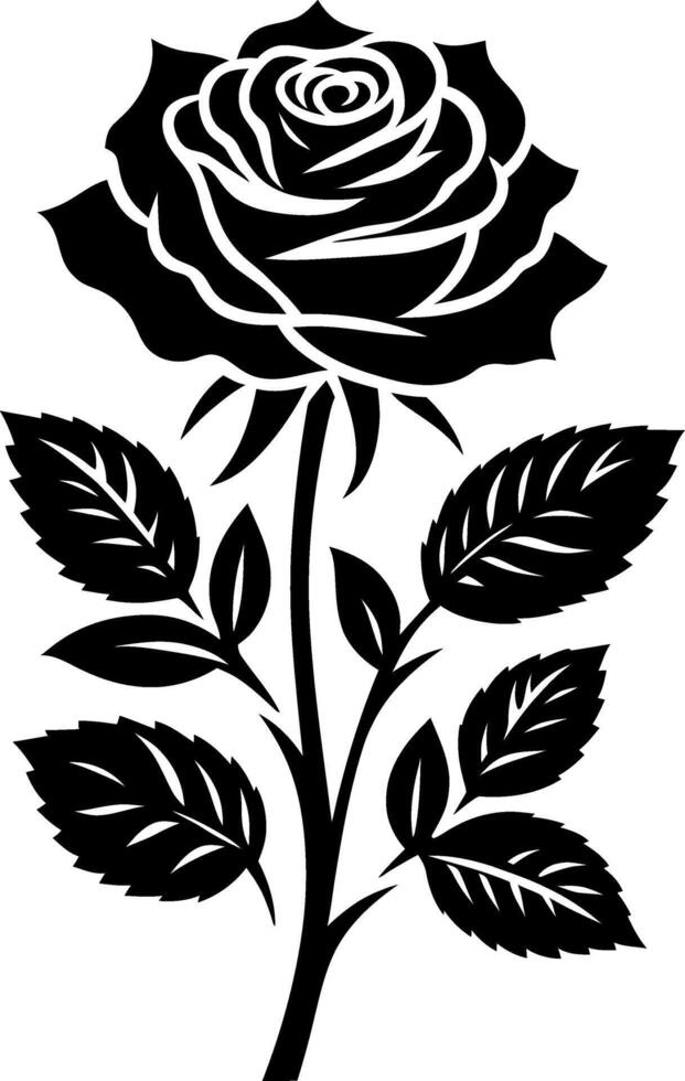 Rose flower silhouette, decorative Floral design Silhouette Motif Pattern, Flower design elements silhouette pattern black and white vector