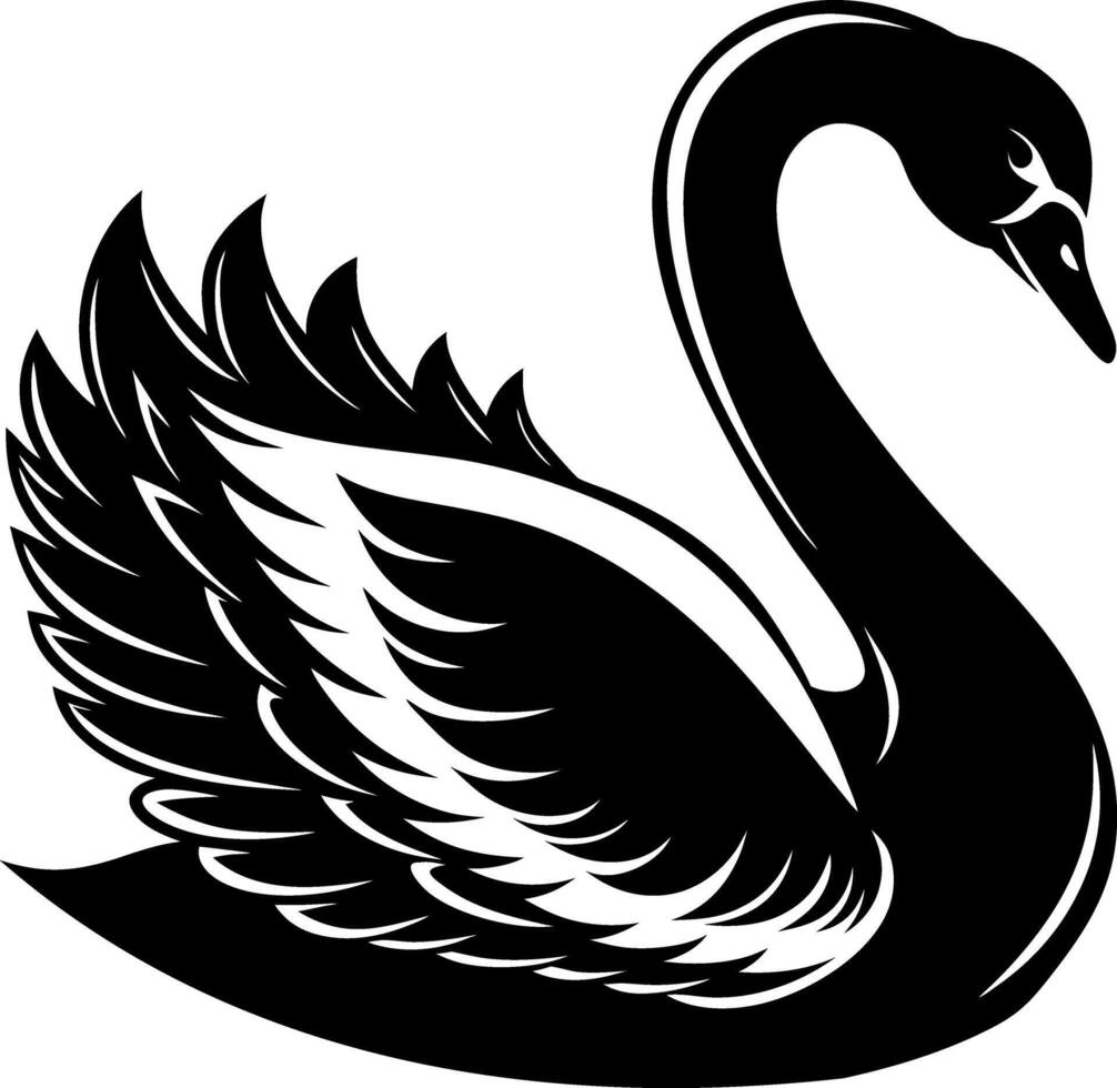 swan silhouette illustration artwork Design on a white background vector