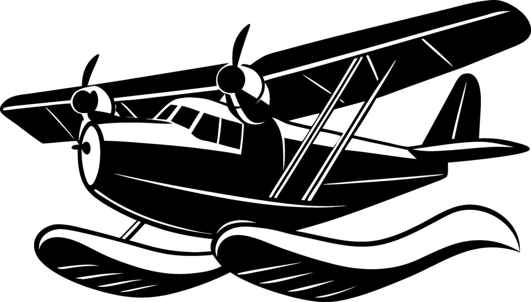 sea plane silhouette illustration Design on a white background vector