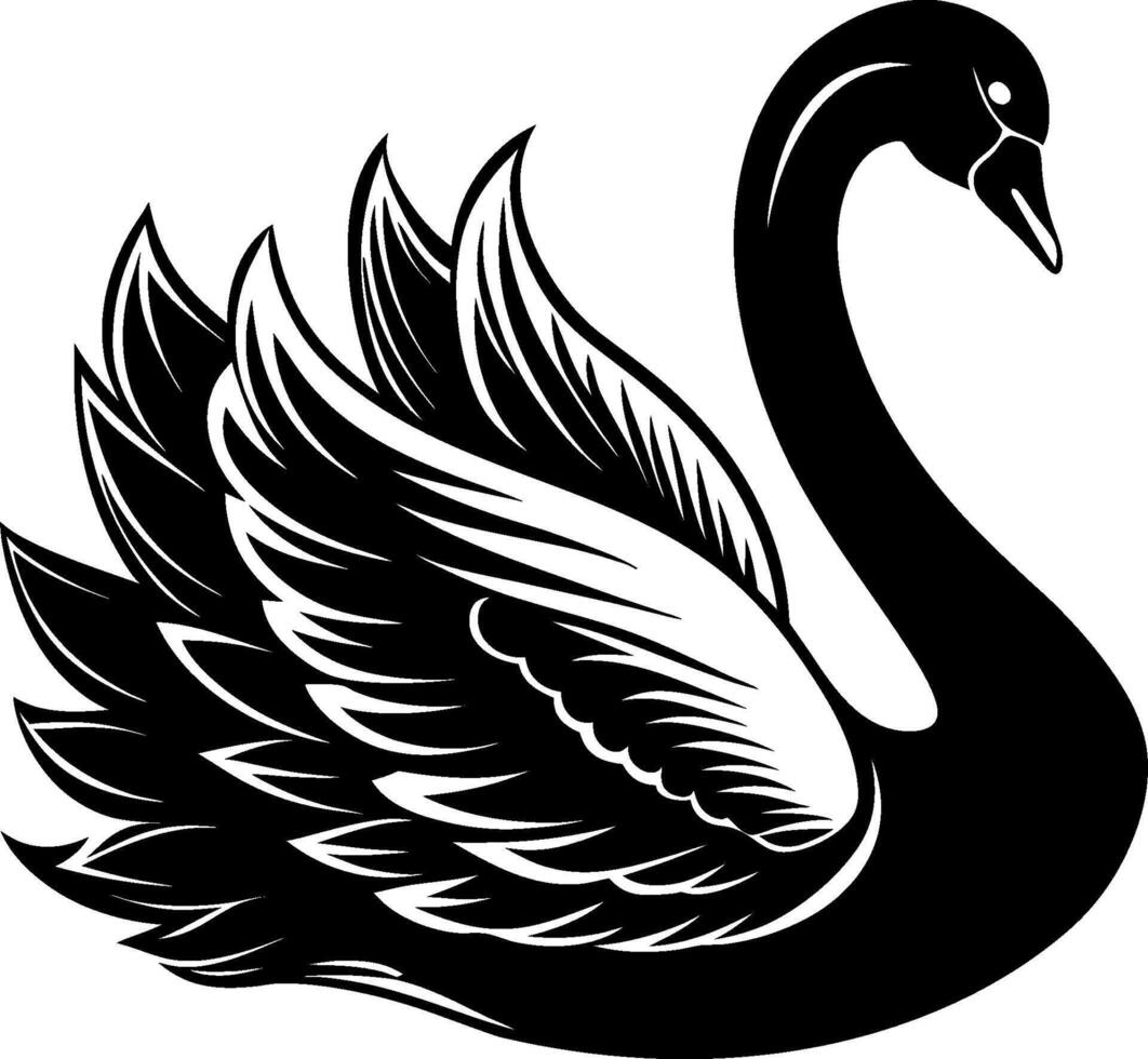 swan silhouette illustration artwork Design on a white background vector