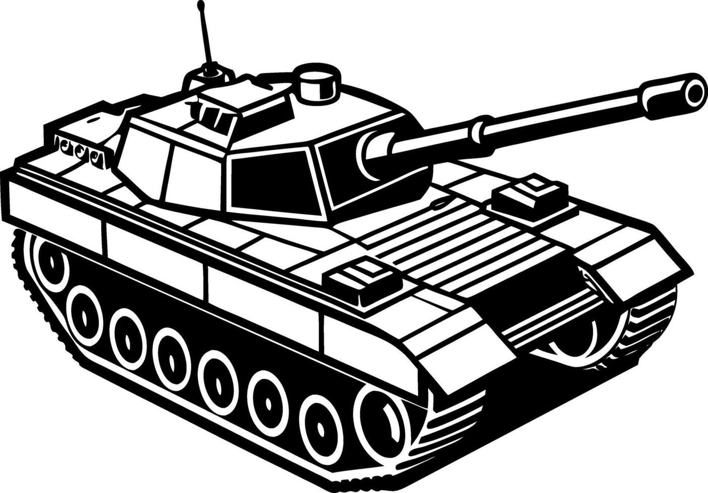 military tank silhouette illustration artwork Design on a white background vector