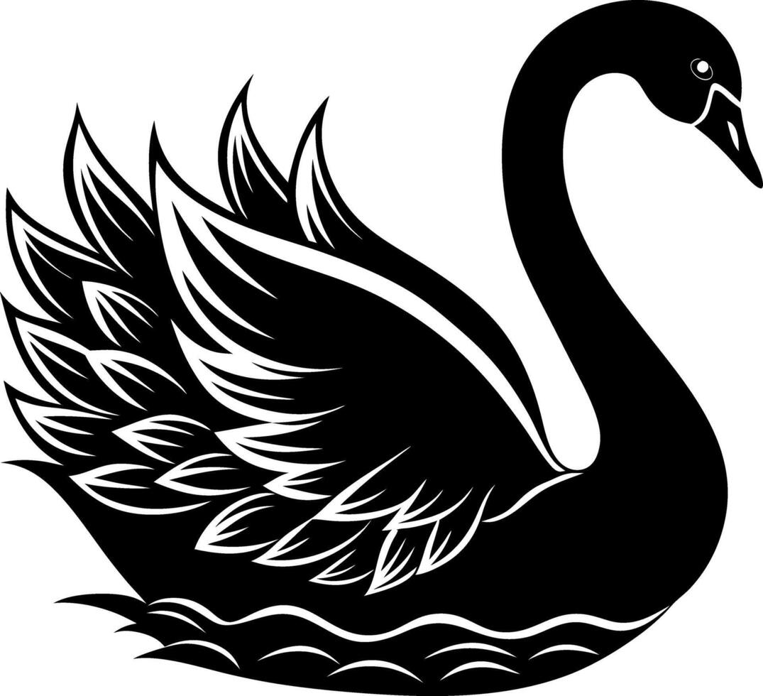 swan silhouette illustration artwork Design on a white background vector