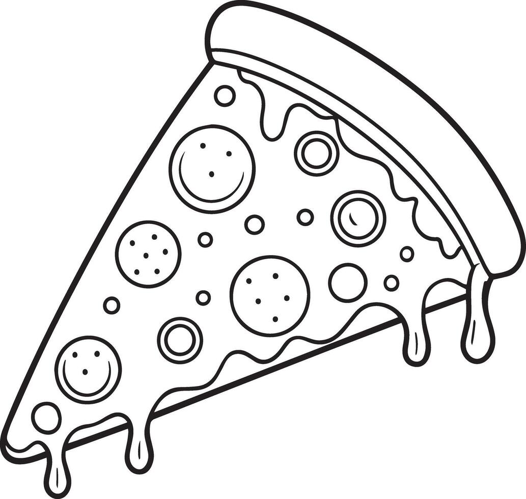 coloring page a single slice of pizza illustration artwork Design on a white background vector