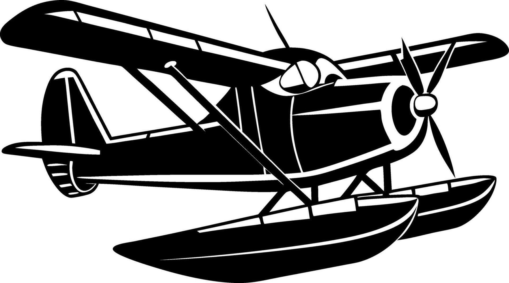 sea plane silhouette illustration Design on a white background vector