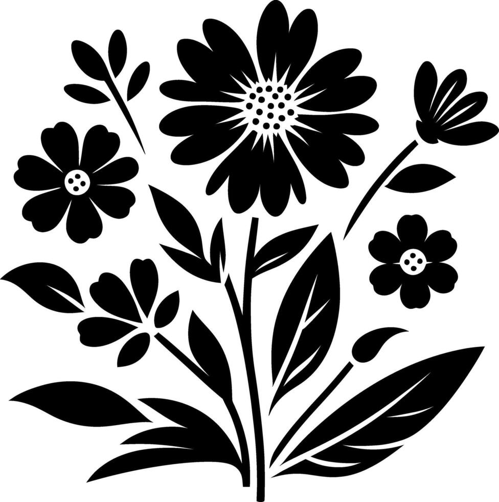 decorative Floral design Silhouette Motif Pattern, Flower design elements silhouette pattern black and white vector