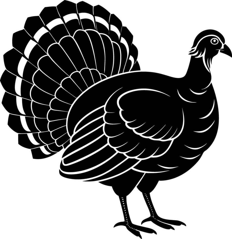 turkey hen silhoutte illustration artwork Design on a white background vector