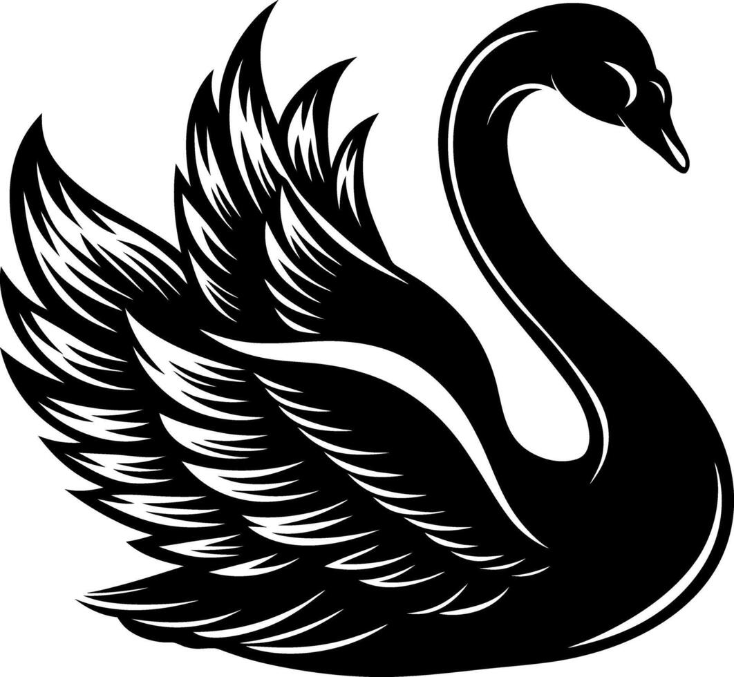 swan silhouette illustration artwork Design on a white background vector