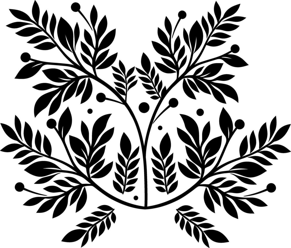 decorative Floral design Silhouette Motif Pattern, Flower design elements silhouette pattern black and white vector