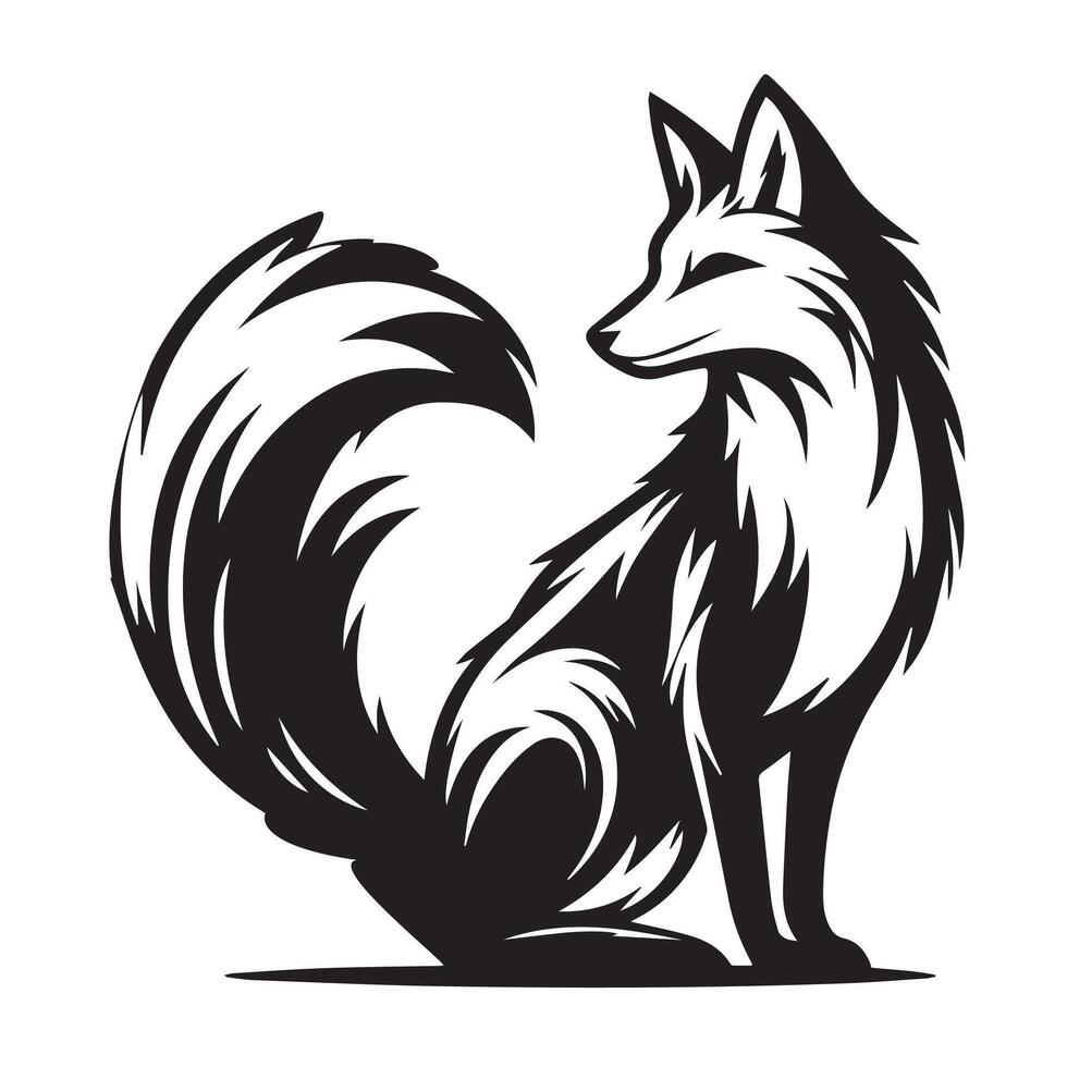 fox depicted in a silhouette sticker art style, against a white background vector