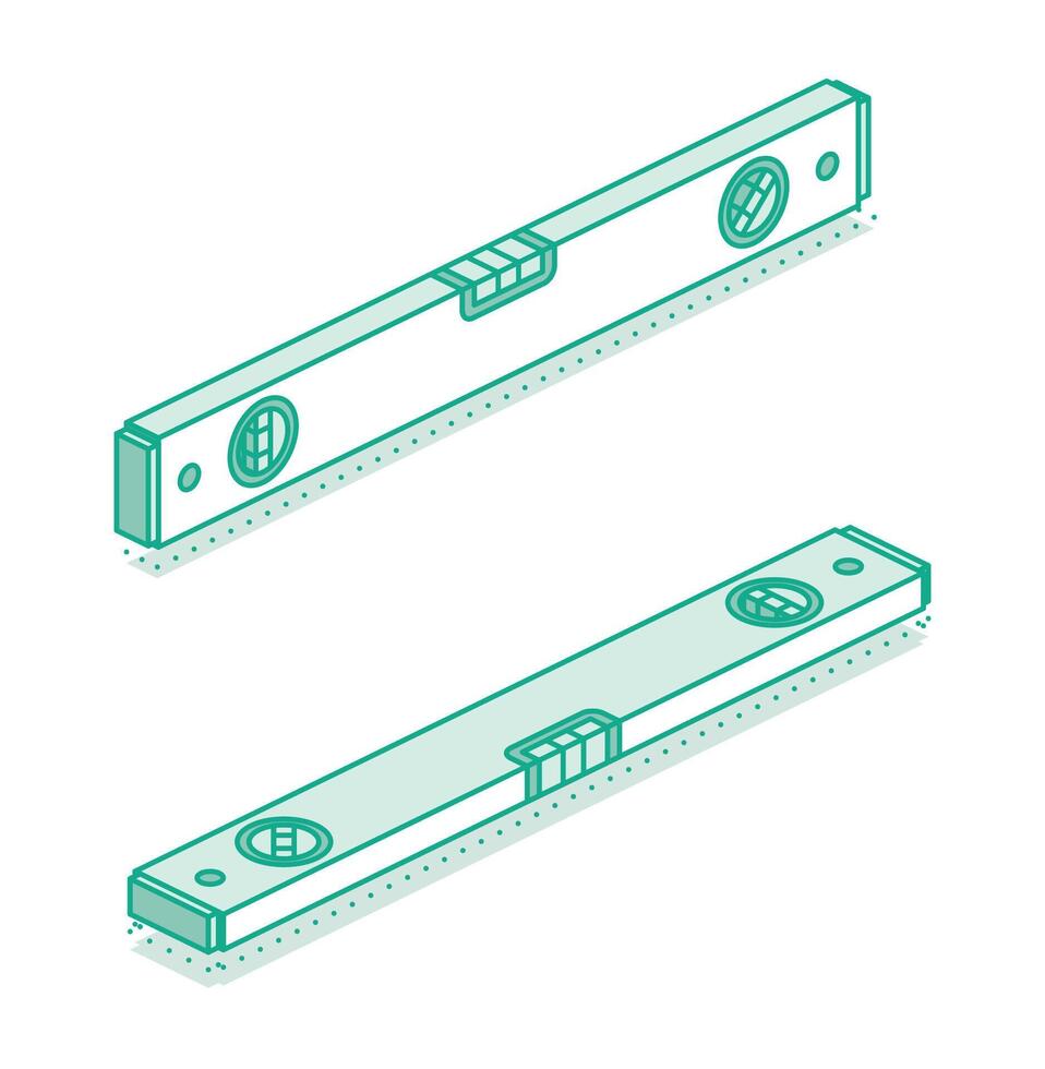 Construction bubble level tool. Outline objects isolated on a white background. Spirit level. Construction water level. Building and engineering equipment. vector