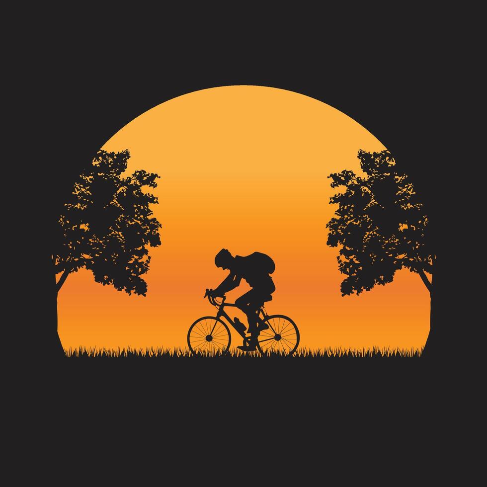 A silhouette sunset scene in a scenic park vector