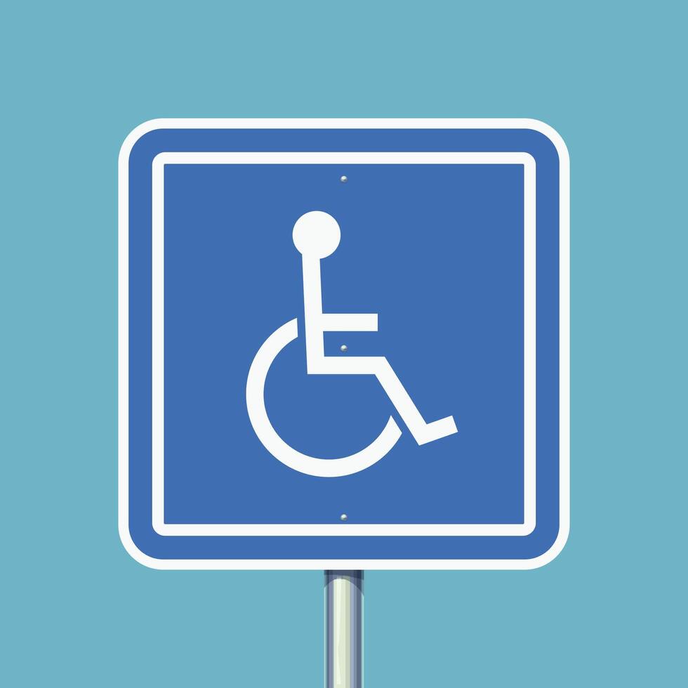 front view road sign for disabled human vector
