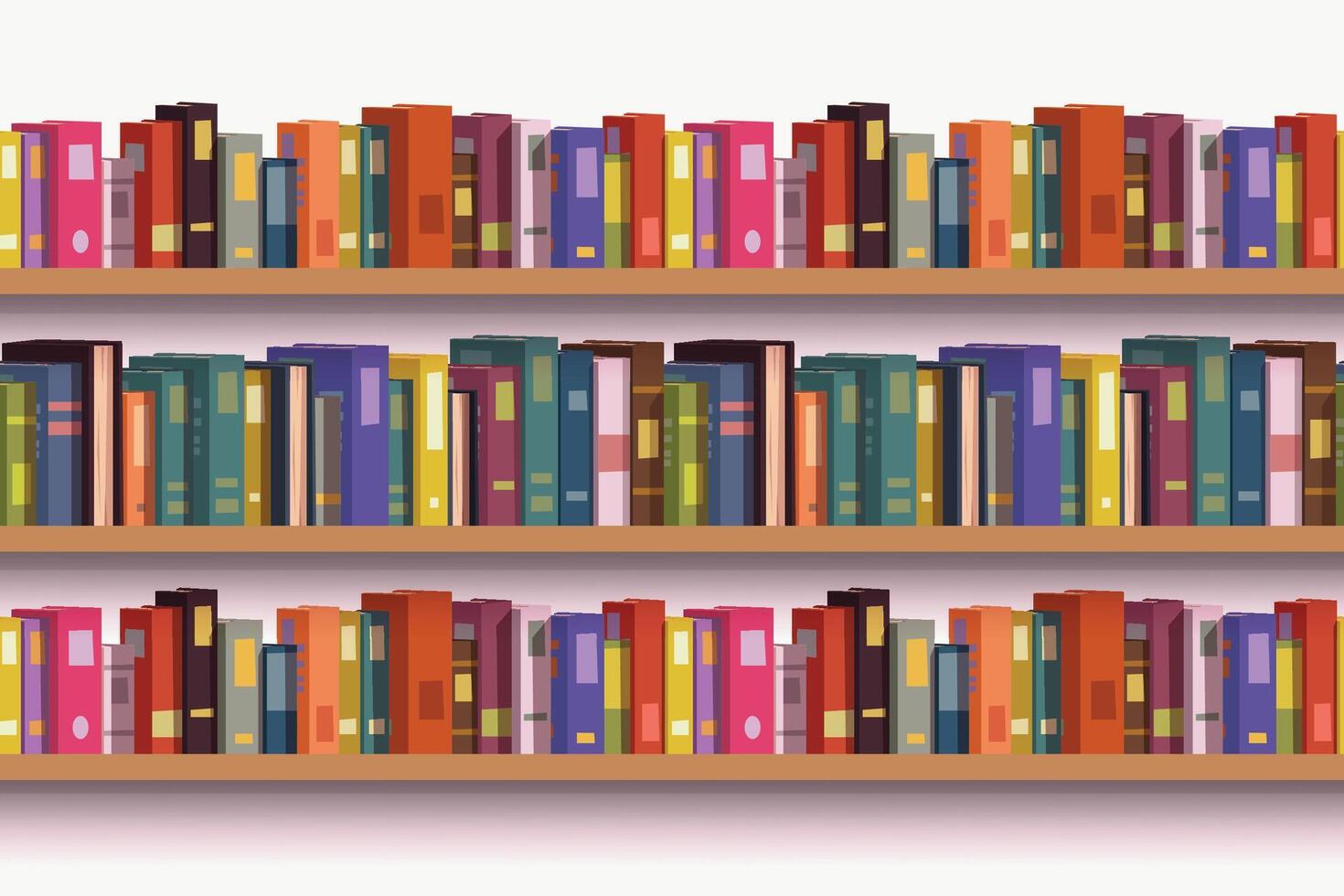 a seamless book shelf with various books vector