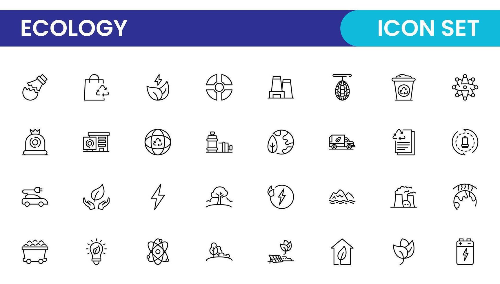 Ecology outline icon set. environmental icon collection. vector