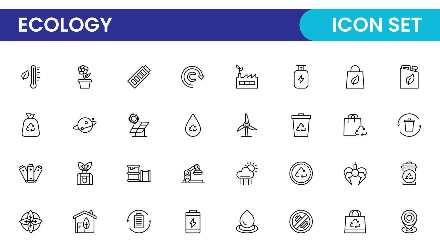 Ecology outline icon set. environmental icon collection. vector