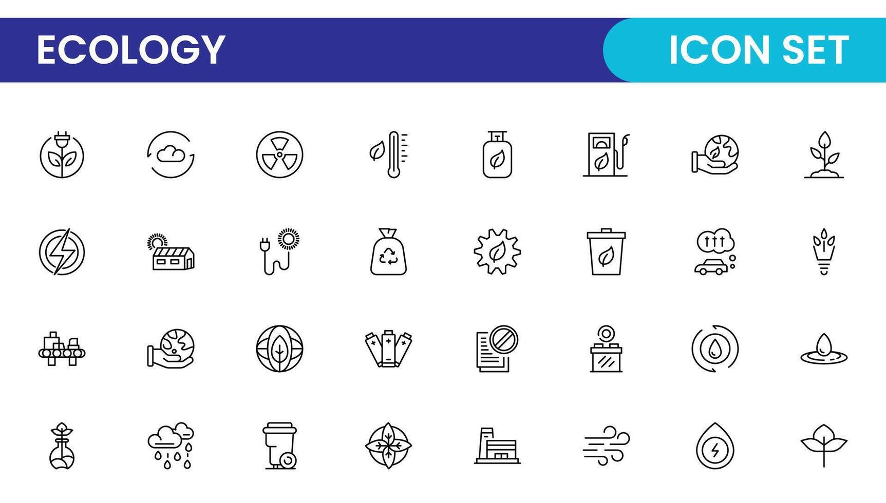 Ecology outline icon set. environmental icon collection. vector
