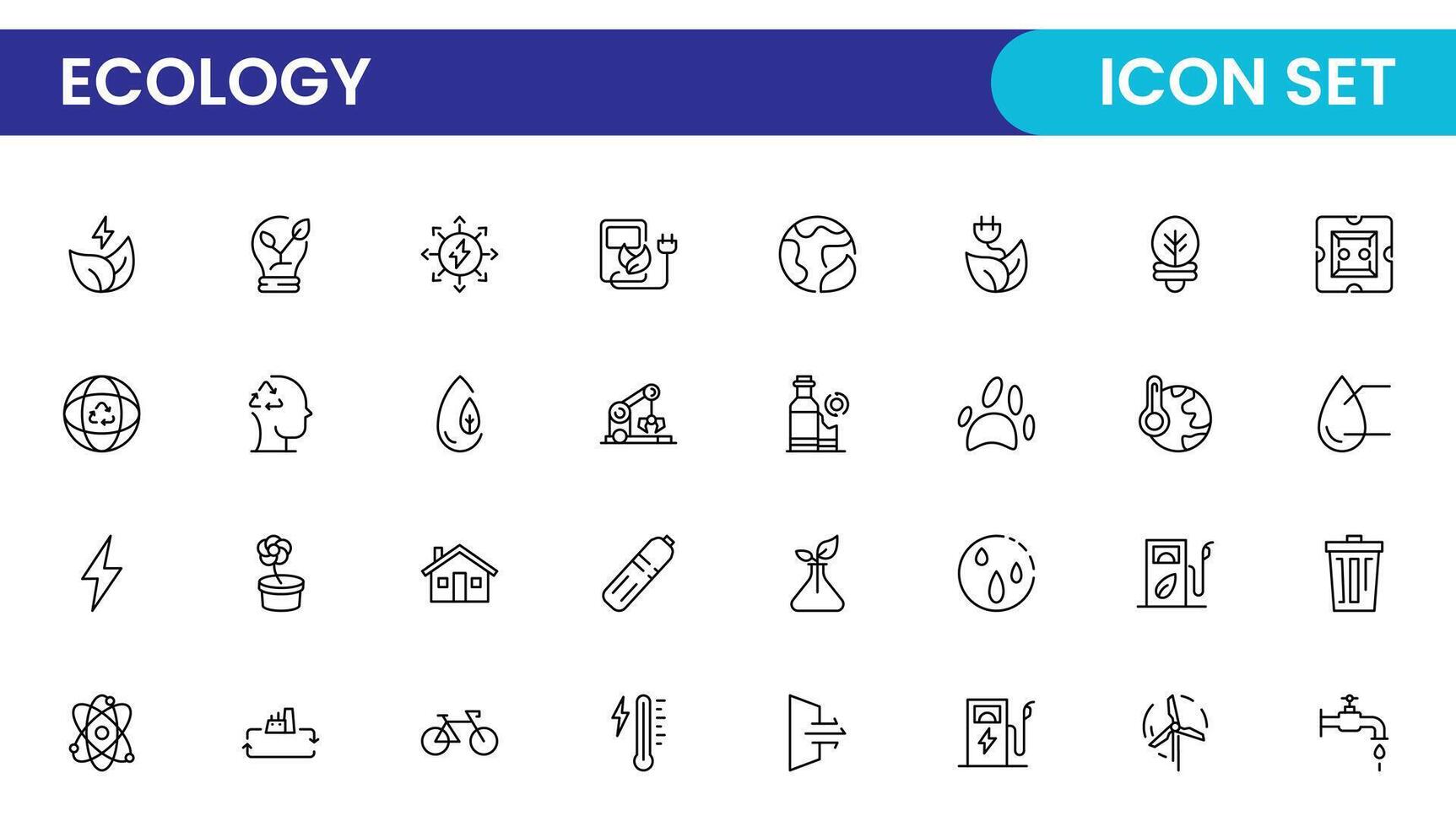 Ecology outline icon set. environmental icon collection. vector