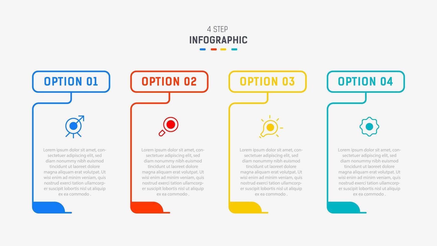 Four Step Infographic design element template for presentation. info graphic illustration. process diagram and presentations step, banner, flow chart, 4 option template. vector