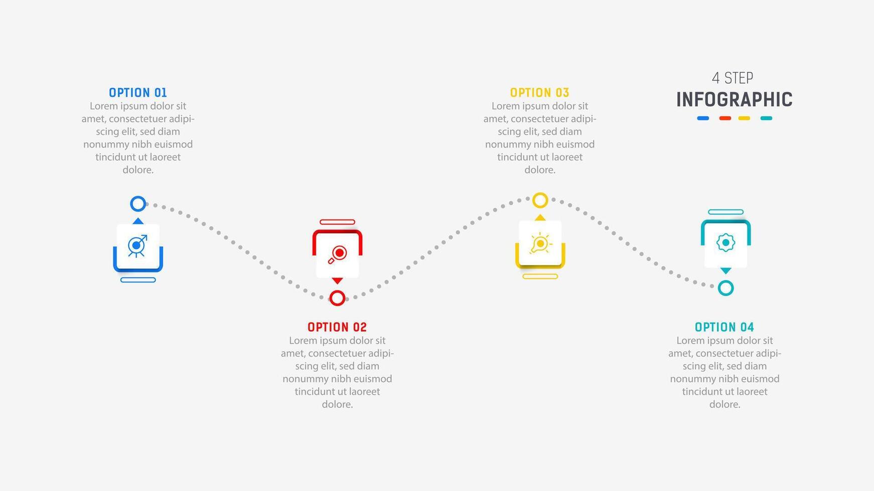 Four Step Infographic design element template for presentation. info graphic illustration. process diagram and presentations step, banner, flow chart, 4 option template. vector