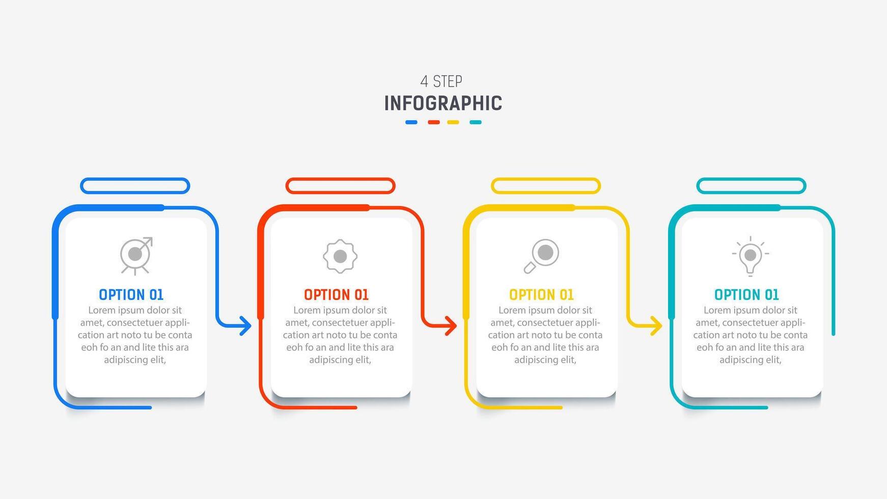 Four Step Infographic design element template for presentation. info graphic illustration. process diagram and presentations step, banner, flow chart, 4 option template. vector