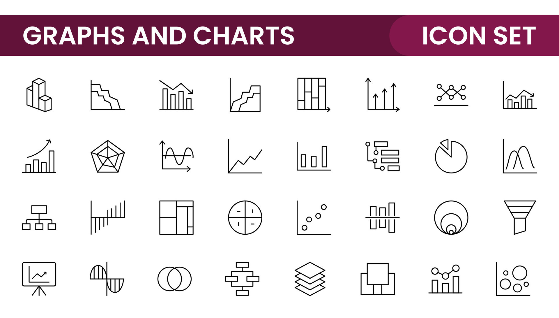 Graphs and charts icon set. Business growing bar graph icons ...