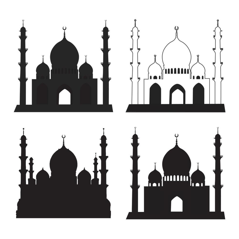 Mosque with minar muslim culture background illustration vector