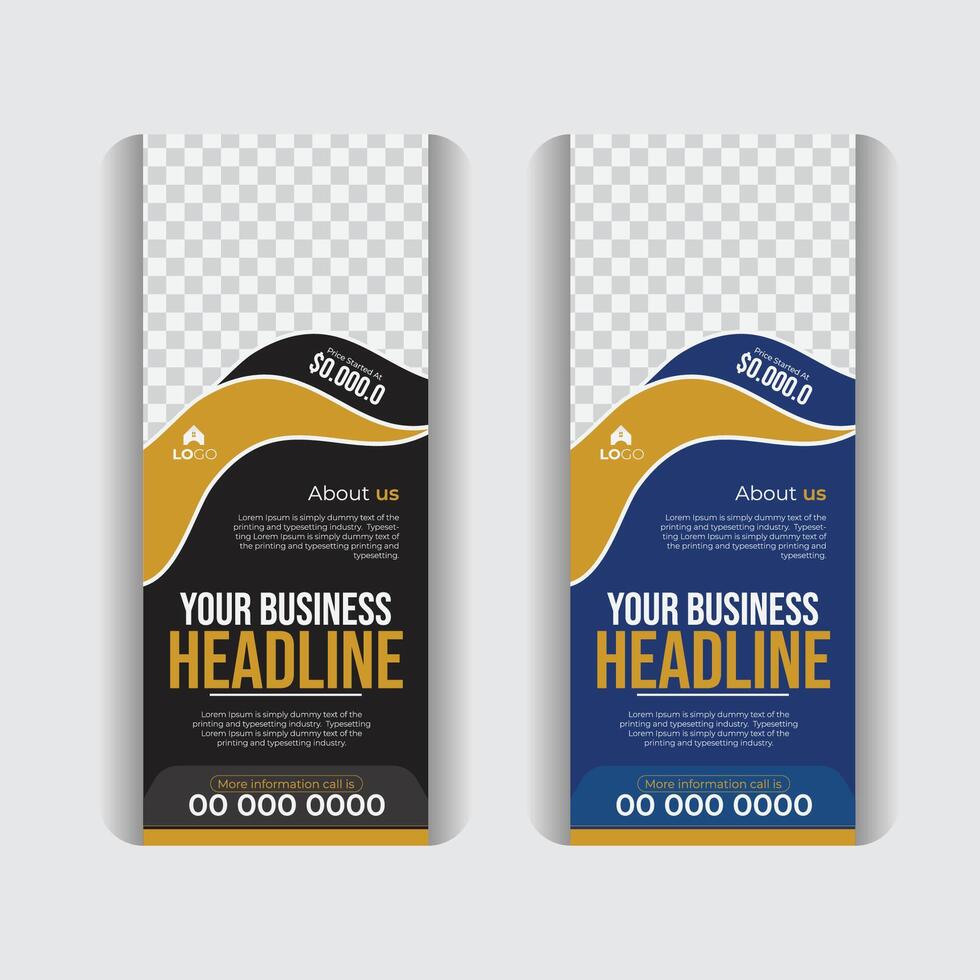 Poll up banner templet, real estate roll up and x banner design. vector