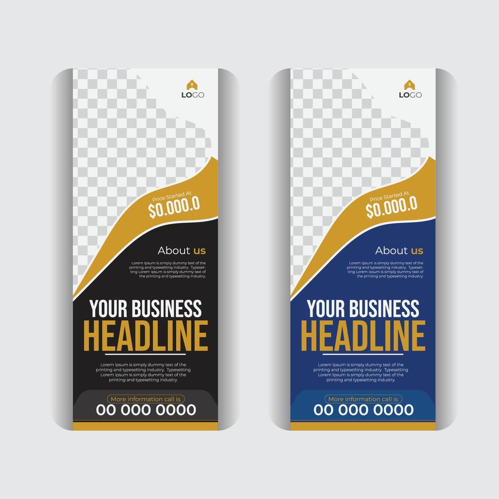 Poll up banner templet, real estate roll up and x banner design. vector
