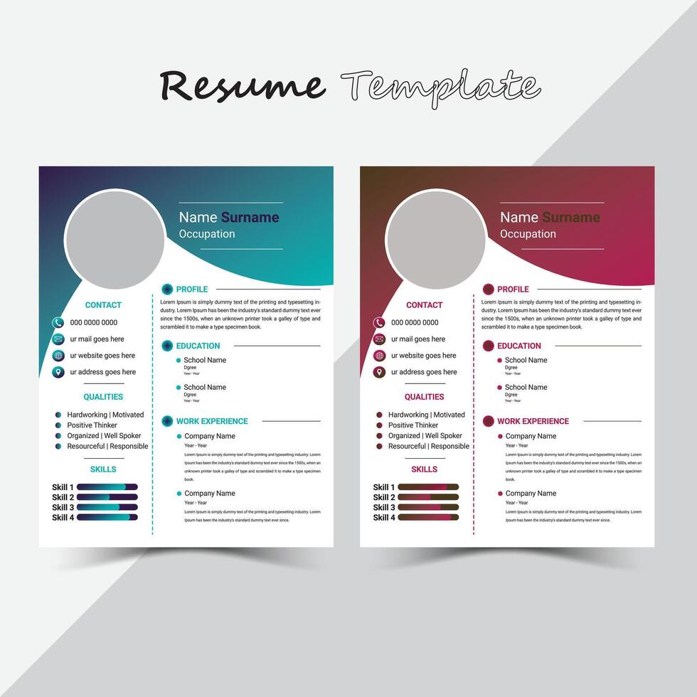 Creative Resume Layout CV curriculum vitae and cover letter. vector