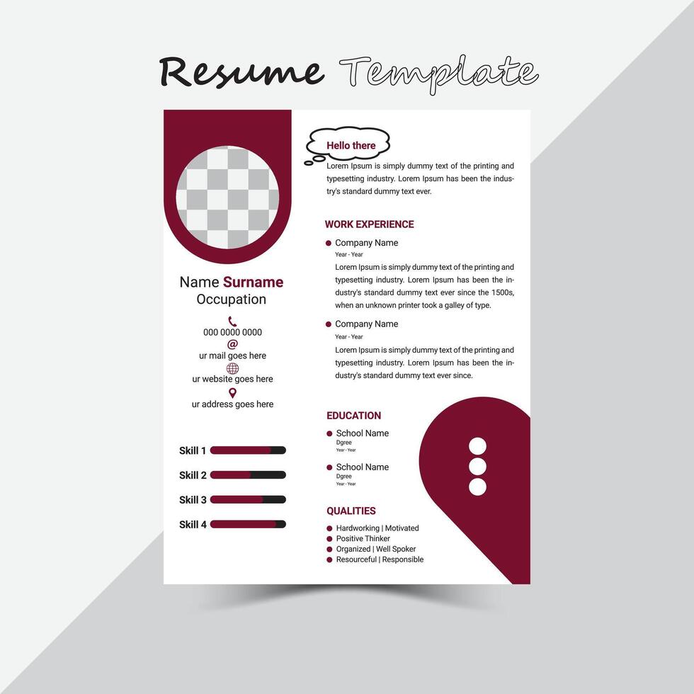 Creative Resume Layout CV curriculum vitae and cover letter. vector