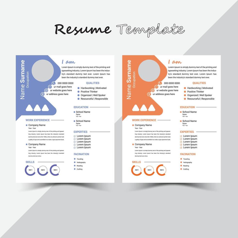 Creative Resume Layout CV curriculum vitae and cover letter. vector