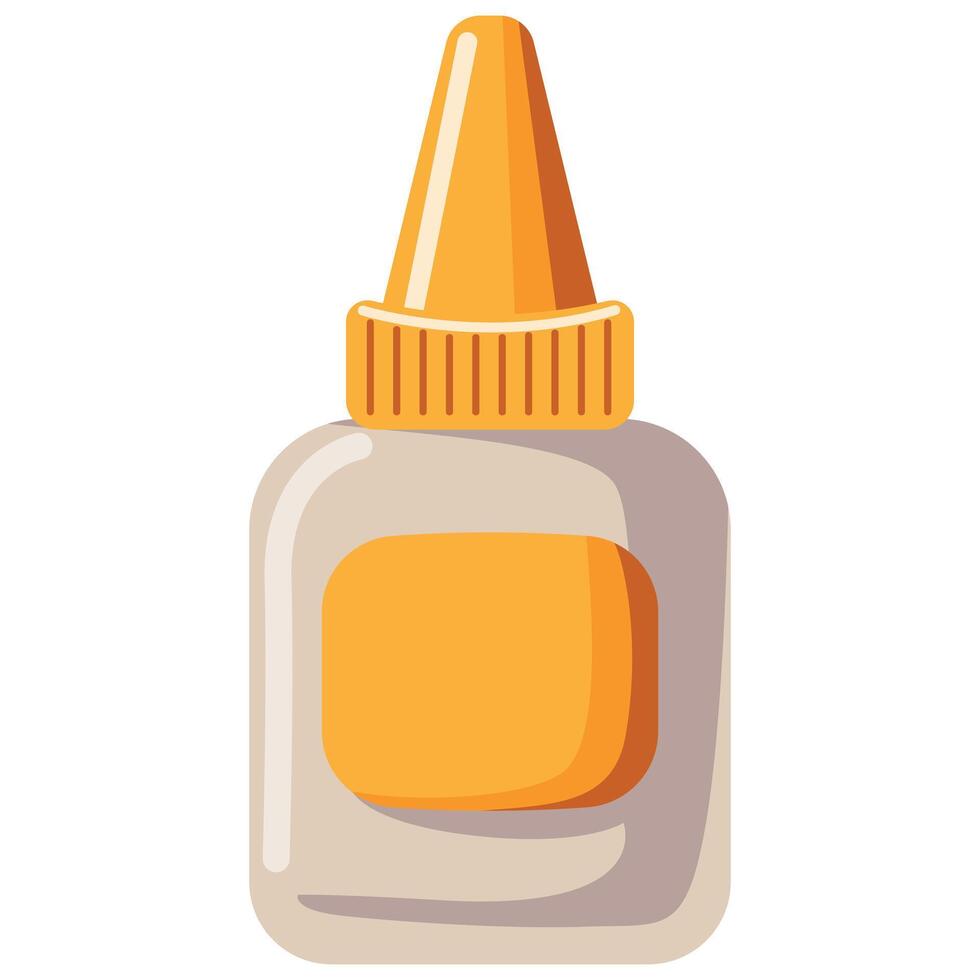 A bottle of glue with a yellow cap. The bottle is sitting on a white background vector