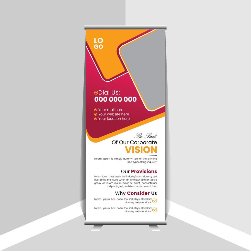 Sophisticated roll up clean style banner template design vector
