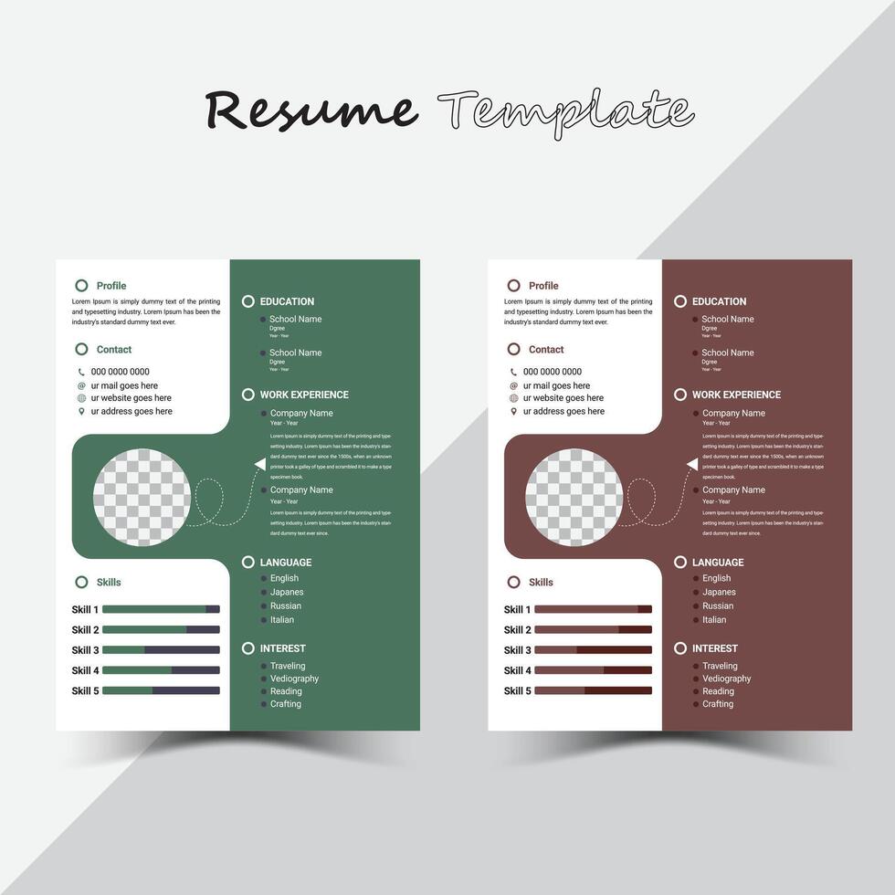 Creative Resume Layout CV curriculum vitae and cover letter. vector